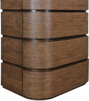 Meridian Furniture Annalise Tall Chest Mid Century Modern Bedroom Dresser with Rounded Edges and Natural Wood Veneer Brown 859Brown-CH