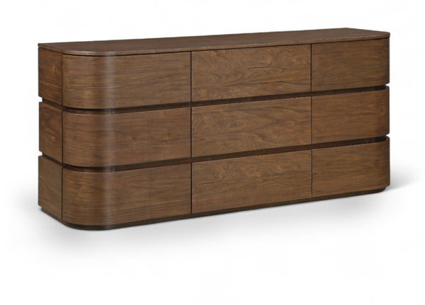 Meridian Furniture Annalise Mid-century Veneer Dresser with Rounded Edges and Ample Storage for Modern Bedrooms Brown 859Brown-D