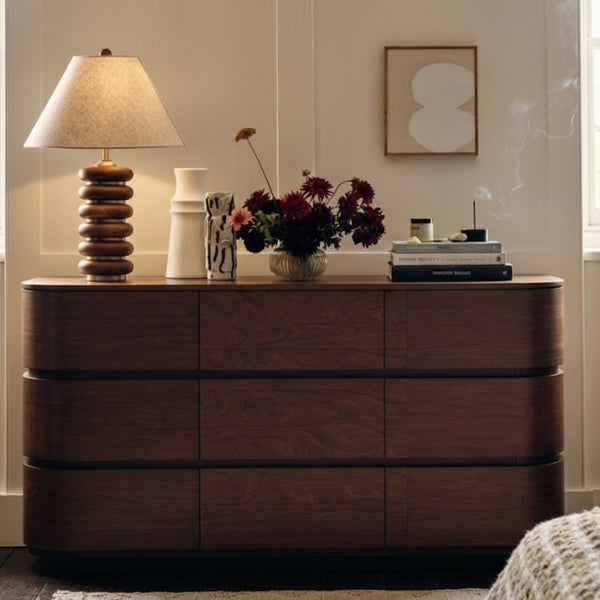 Meridian Furniture Annalise Mid-century Veneer Dresser with Rounded Edges and Ample Storage for Modern Bedrooms Brown 859Brown-D