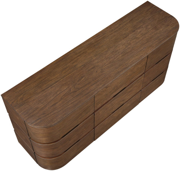 Meridian Furniture Annalise Mid-century Veneer Dresser with Rounded Edges and Ample Storage for Modern Bedrooms Brown 859Brown-D