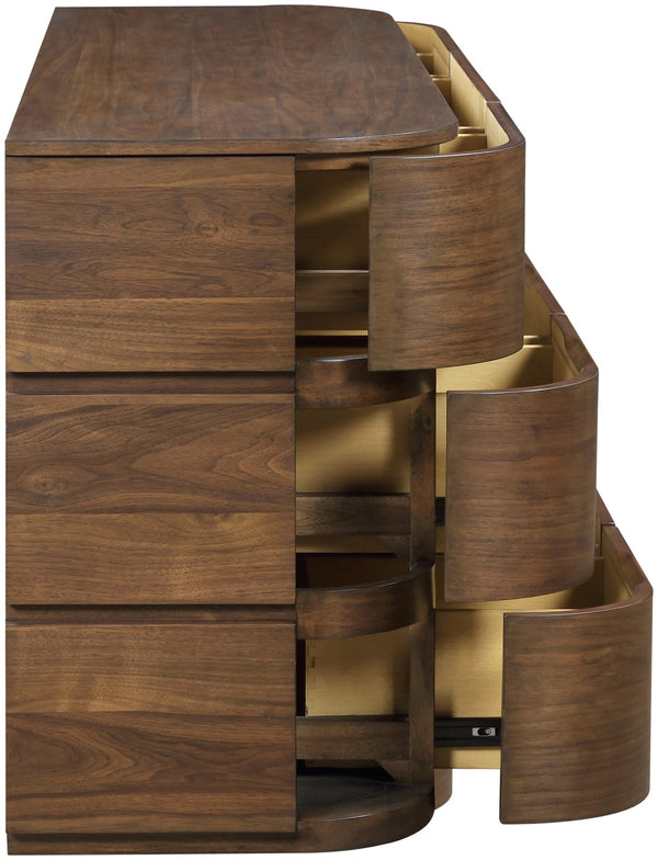 Meridian Furniture Annalise Mid-century Veneer Dresser with Rounded Edges and Ample Storage for Modern Bedrooms Brown 859Brown-D