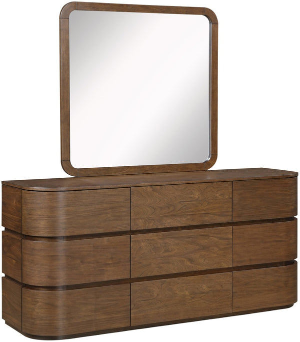 Meridian Furniture Annalise Mid-century Veneer Dresser with Rounded Edges and Ample Storage for Modern Bedrooms Brown 859Brown-D