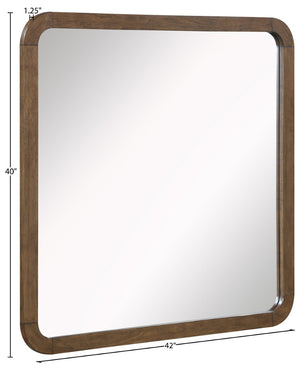 Meridian Furniture Annalise Wood Veneer Wall Mirror with Rounded Mid-century Modern Frame for Stylish Interiors Brown 859Brown-M