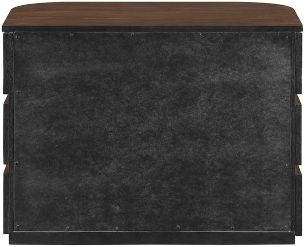 Meridian Furniture Annalise Mid-century Modern Nightstand Solid Wood Veneer with Rounded Edges for Bedroom Storage Brown 859Brown-NS