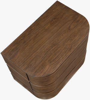 Meridian Furniture Annalise Mid-century Modern Nightstand Solid Wood Veneer with Rounded Edges for Bedroom Storage Brown 859Brown-NS