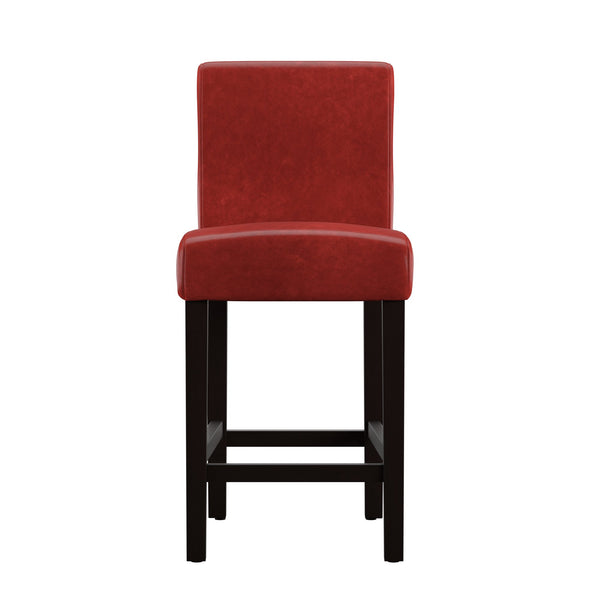 Gvain Counter Height Stools Set of 2 with Cushion Footrest and Rubberwood Frame