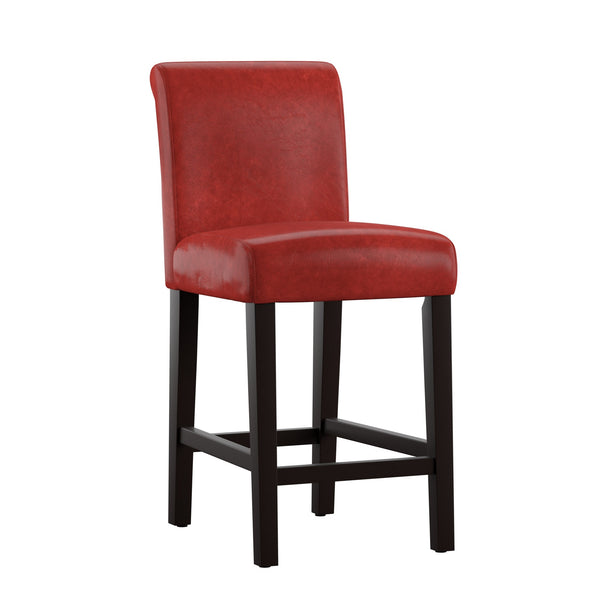 Gvain Counter Height Stools Set of 2 with Cushion Footrest and Rubberwood Frame
