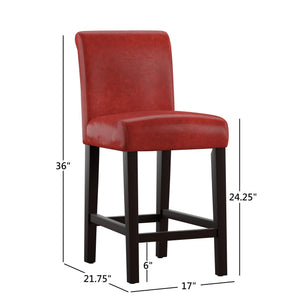 Gvain Counter Height Stools Set of 2 with Cushion Footrest and Rubberwood Frame