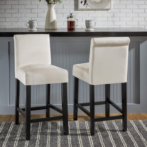 Gvain Counter Height Stools Set of 2 with Cushion Footrest and Rubberwood Frame