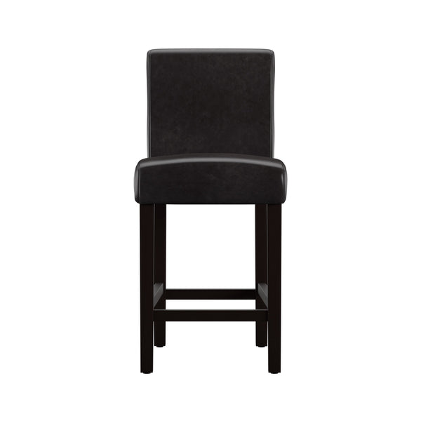 Gvain Counter Height Stools Set of 2 with Cushion Footrest and Rubberwood Frame