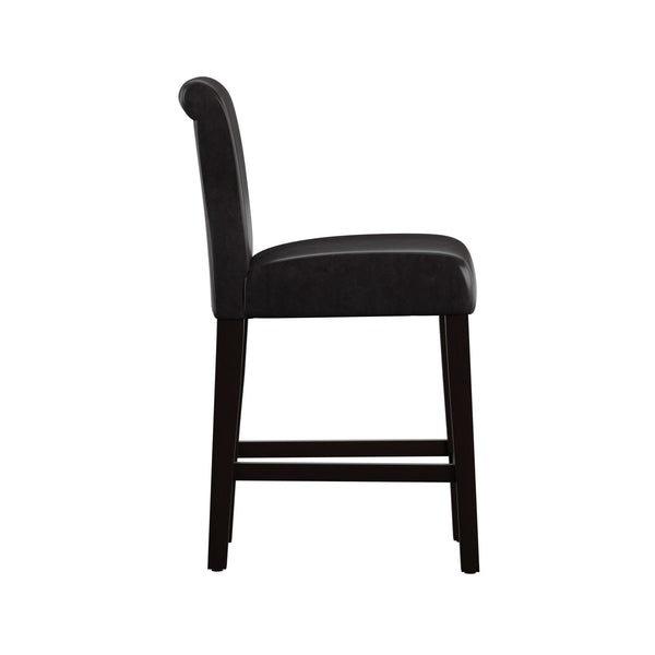 Gvain Counter Height Stools Set of 2 with Cushion Footrest and Rubberwood Frame