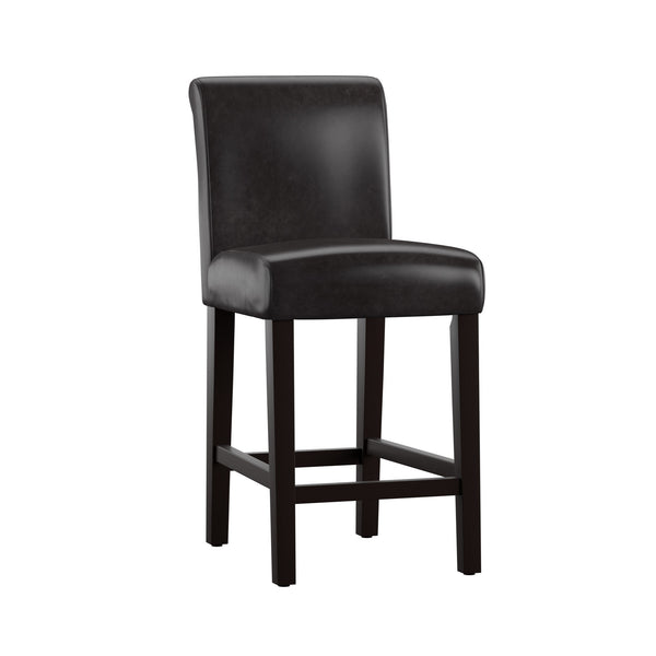 Gvain Counter Height Stools Set of 2 with Cushion Footrest and Rubberwood Frame