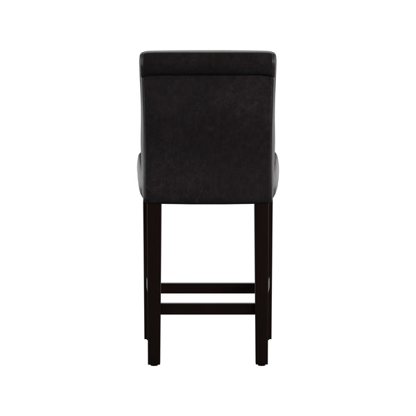 Gvain Counter Height Stools Set of 2 with Cushion Footrest and Rubberwood Frame