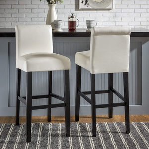 Gvain Faux Leather Barstools Set of 2 with Rubberwood Frame for Modern Kitchen Bar