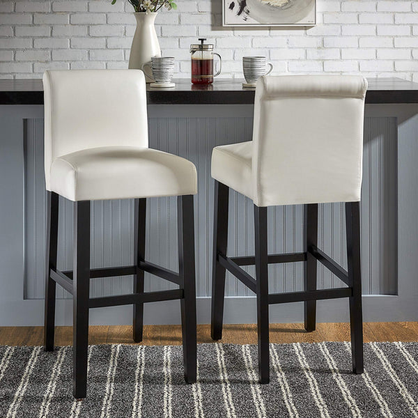 Gvain Faux Leather Barstools Set of 2 with Rubberwood Frame for Modern Kitchen Bar
