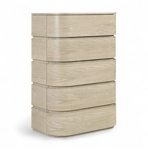 Meridian Furniture Annalise Tall Chest Mid Century Modern Bedroom Dresser with Rounded Edges and Natural Wood Veneer Natural 859Oak-CH