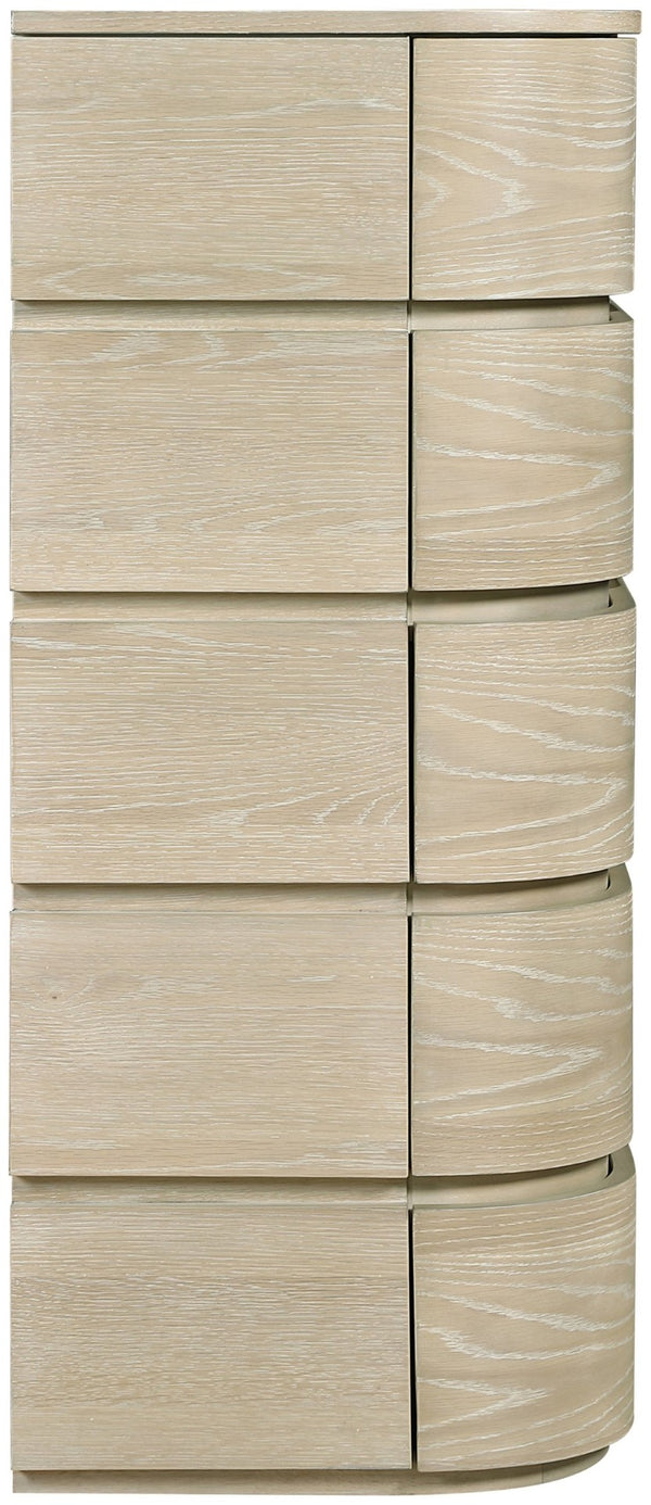 Meridian Furniture Annalise Tall Chest Mid Century Modern Bedroom Dresser with Rounded Edges and Natural Wood Veneer Natural 859Oak-CH
