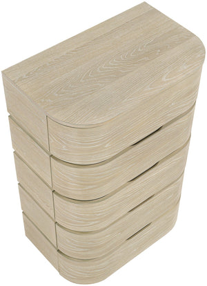 Meridian Furniture Annalise Tall Chest Mid Century Modern Bedroom Dresser with Rounded Edges and Natural Wood Veneer Natural 859Oak-CH