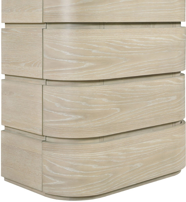 Meridian Furniture Annalise Tall Chest Mid Century Modern Bedroom Dresser with Rounded Edges and Natural Wood Veneer Natural 859Oak-CH