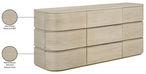 Meridian Furniture Annalise Mid-century Veneer Dresser with Rounded Edges and Ample Storage for Modern Bedrooms Natural 859Oak-D