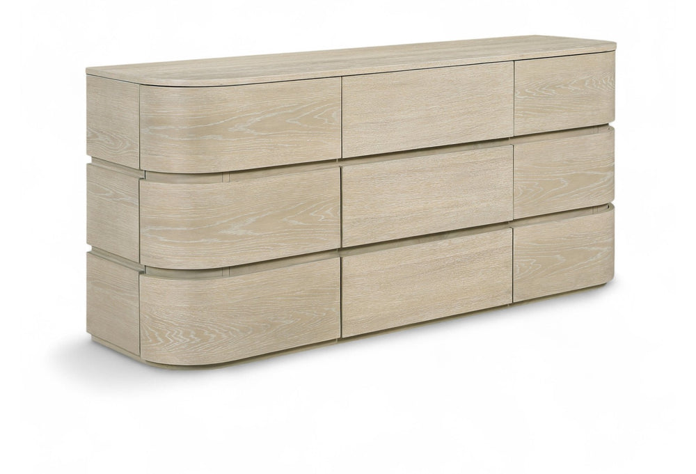 Meridian Furniture Annalise Mid-century Veneer Dresser with Rounded Edges and Ample Storage for Modern Bedrooms Natural 859Oak-D