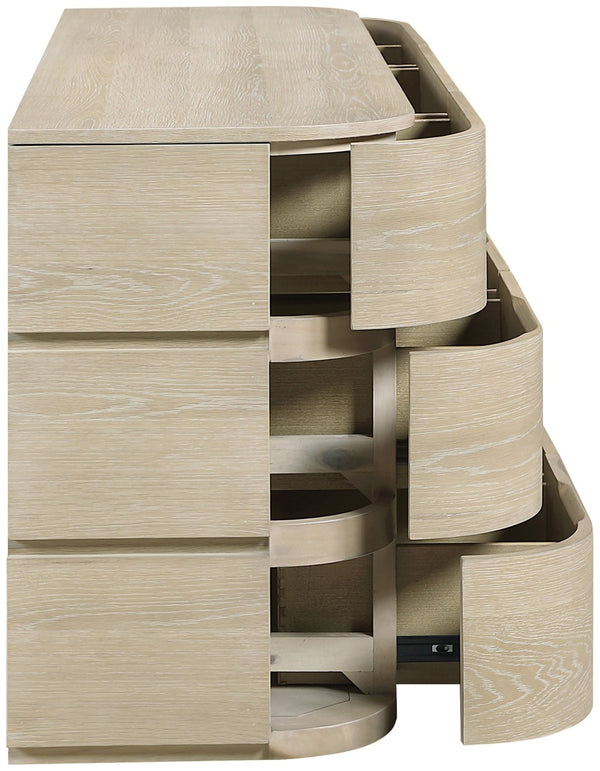 Meridian Furniture Annalise Mid-century Veneer Dresser with Rounded Edges and Ample Storage for Modern Bedrooms Natural 859Oak-D