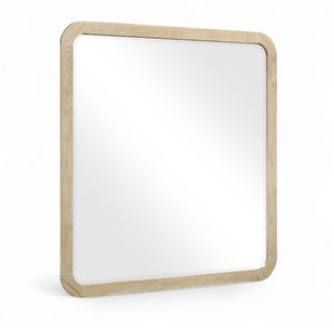 Meridian Furniture Annalise Wood Veneer Wall Mirror with Rounded Mid-century Modern Frame for Stylish Interiors Natural 859Oak-M