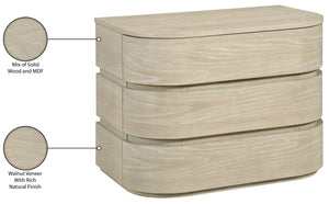 Meridian Furniture Annalise Mid-century Modern Nightstand Solid Wood Veneer with Rounded Edges for Bedroom Storage Natural 859Oak-NS