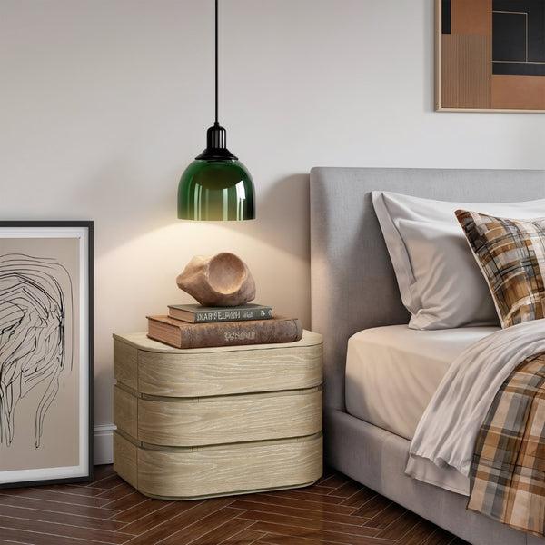 Meridian Furniture Annalise Mid-century Modern Nightstand Solid Wood Veneer with Rounded Edges for Bedroom Storage Natural 859Oak-NS