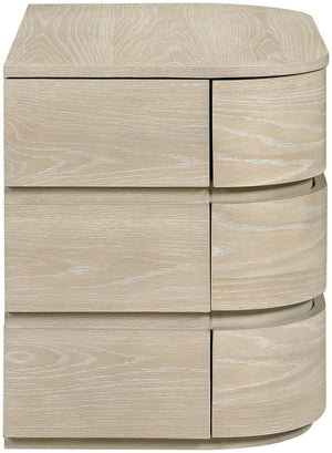 Meridian Furniture Annalise Mid-century Modern Nightstand Solid Wood Veneer with Rounded Edges for Bedroom Storage Natural 859Oak-NS