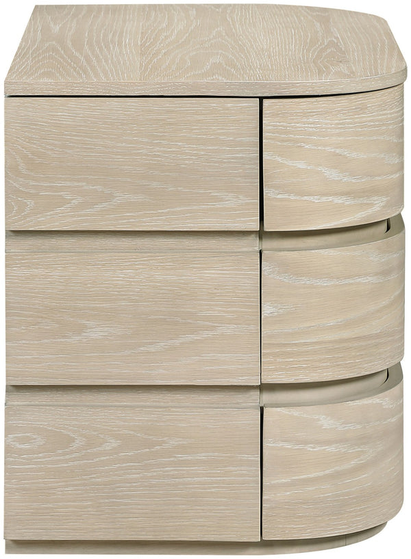 Meridian Furniture Annalise Mid-century Modern Nightstand Solid Wood Veneer with Rounded Edges for Bedroom Storage Natural 859Oak-NS