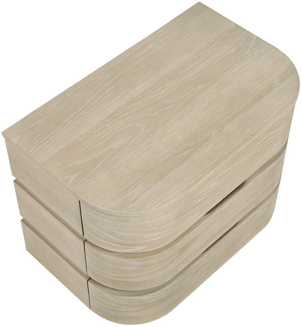Meridian Furniture Annalise Mid-century Modern Nightstand Solid Wood Veneer with Rounded Edges for Bedroom Storage Natural 859Oak-NS