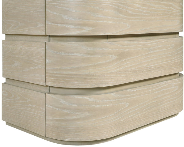 Meridian Furniture Annalise Mid-century Modern Nightstand Solid Wood Veneer with Rounded Edges for Bedroom Storage Natural 859Oak-NS