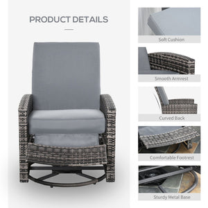 English Elm Outsunny Outdoor Wicker Swivel Recliner Chair With Water-Resistant Cushions, 360° Comfort & Style W2225P229357-GIGA