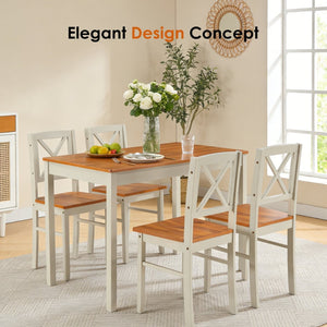 English Elm 5-piece Solid Rubberwood Dining Set Seats Four with Space Saving Design for Apartments W2896P419919