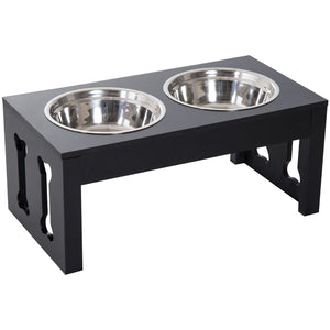 English Elm Pawhut 23" Stylish Elevated Dog Food Station With Removable Stainless Steel Bowls - Black Design W2225P217608-GIGA