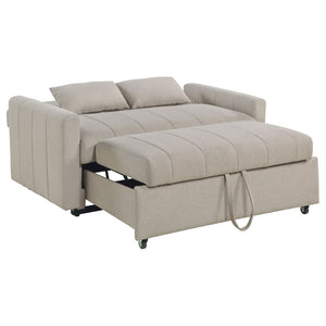 English Elm Westwind Bouclé Channel Tufted Sleeper Sofa with Pull Out Bed for Guest Rooms Beige B062P451684