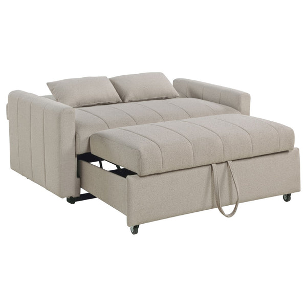 English Elm Westwind Bouclé Channel Tufted Sleeper Sofa with Pull Out Bed for Guest Rooms Beige B062P451684