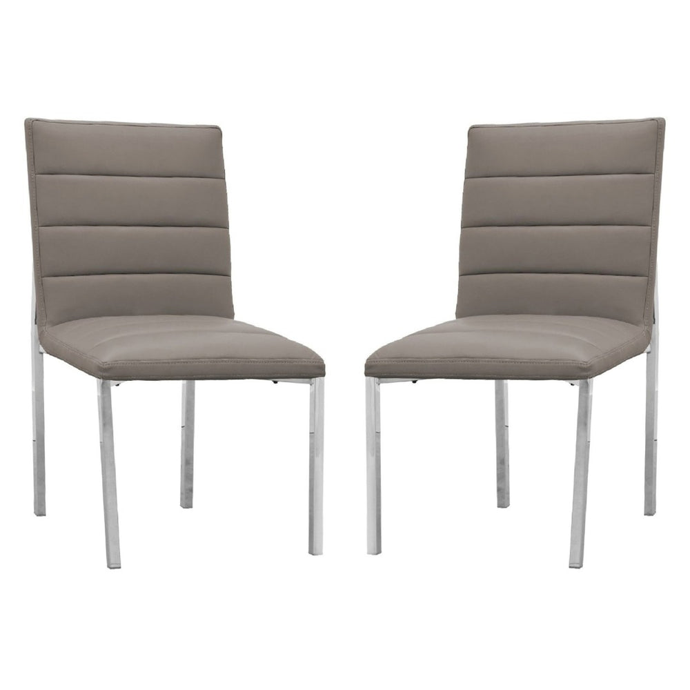 English Elm Eun Channel Tufted Faux Leather Dining Chairs with Chrome Legs Modern Set of 2 B056P416810