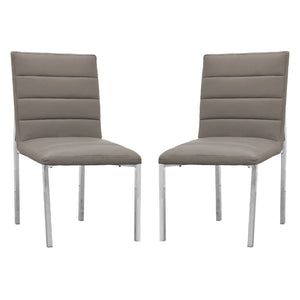 English Elm Eun Channel Tufted Faux Leather Dining Chairs with Chrome Legs Modern Set of 2 B056P416810