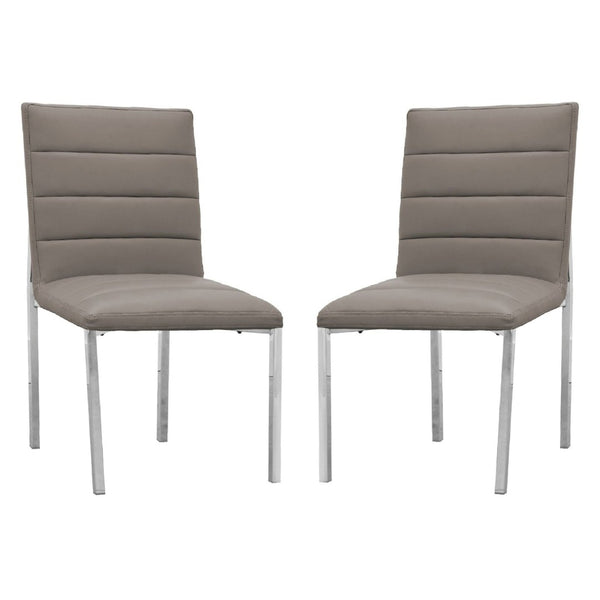 English Elm Eun Channel Tufted Faux Leather Dining Chairs with Chrome Legs Modern Set of 2 B056P416810
