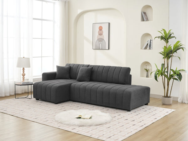 English Elm Scandinavian Channel Tufted L Shaped Sectional Sofa with Plush Foam Cushions B2730S00041
