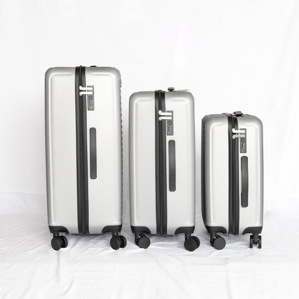 English Elm 2025 Hardshell Abs 3 Piece Luggage Set Matte Spinner Wheels Combo Lock Travel Beige+Silver Gray W2710P417749