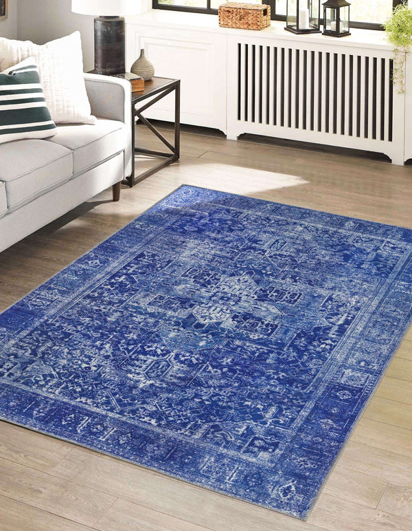 Unique Loom Timeless Peter Machine Made Abstract Rug Navy Blue,  8' 4" x 12' 2"