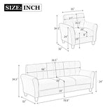 Modern Living Room Sofa Set, Linen Upholstered Couch, Light Grey-Blue, 1+3-Seat, for Home/Office