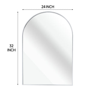 English Elm 24X32 Inch Silver Metal Framed Arched Bathroom Mirror - Modern Elegance For Stylish Homes W2203P303828