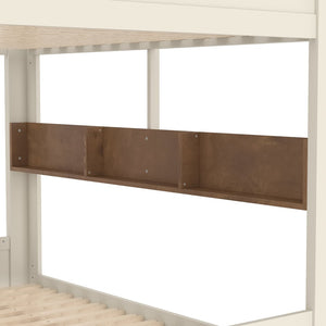 English Elm Twin Triple Metal Bunk Bed Matte Powder Coated Frame with Full Safety Guardrails W1580S00637