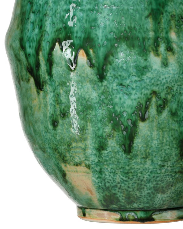 Currey & Company Marrakesh Green Vase – Artisanal Hand-thrown Porcelain Urn With Unique Drips For Bold Home Decor Green Porcelain 1200-1006-currey-company