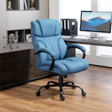 English Elm Vinsetto 500Lbs Big and Tall Office Chair With Wide Seat, Executive Computer Chair With Adjustable Height, Swivel Wheels and Linen Finish, Blue