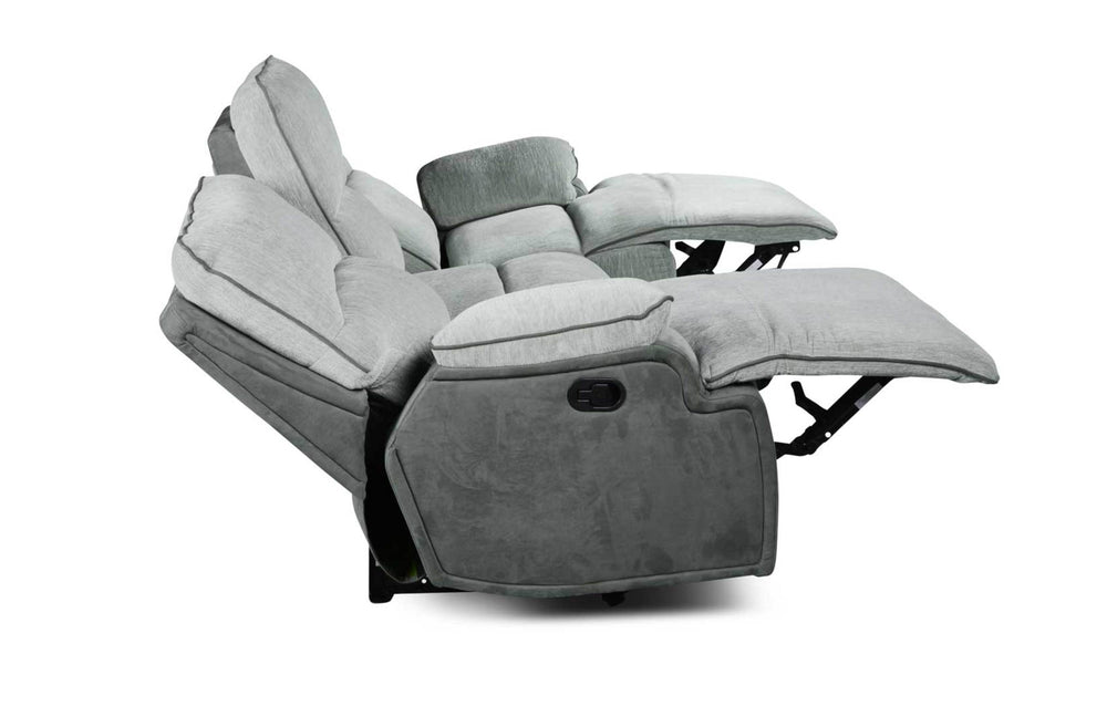 English Elm Steve Silver - Cyprus Plush Recliner Sofa Gray Two-Tone Cloud & Shadow Grey Fabric Pocketed Coil Memory Foam Comfort 85.5"L x 33.8"W x 29.5"H B081P157597